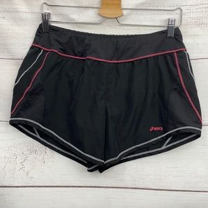 Gently used women’s black ASICS wicking running shorts size medium